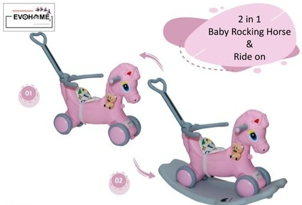 DLX Horse Ride -on Musical  Toy Rockers for Kids Rockers Indoors and Outdoors - Pink