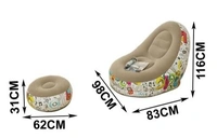 Inflatable Sofa lounger Blow up  Couch  /  Inflatable  Air Chair with Foot Stool Furniture for living Room Indoor and Outdoor - Brown