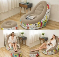 Inflatable Sofa lounger Blow up  Couch  /  Inflatable  Air Chair with Foot Stool Furniture for living Room Indoor and Outdoor - Brown