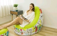 Inflatable Sofa lounger Blow up  Couch  /  Inflatable  Air Chair with Foot Stool Furniture for living Room Indoor and Outdoor - Green