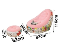 Inflatable Sofa lounger Blow up  Couch  /  Inflatable  Air Chair with Foot Stool Furniture for living Room Indoor and Outdoor - Pink