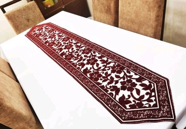 Groki  Green   Cotton Designer   Table runner For Home /Hotel/Party/ Wedding All purpose - Marroon