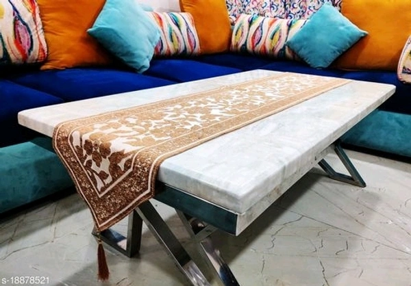 Groki  Green   Cotton Designer   Table runner For Home /Hotel/Party/ Wedding All purpose - Beige