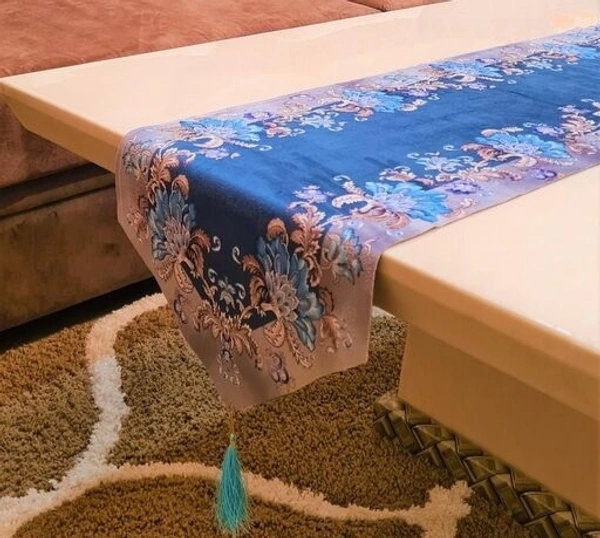 Dinning Table Linnens Runners  Cotton Runners with Tassels for Party /Wedding  16*72 inch/ Home Decoration  - Blue