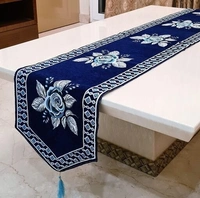 Groki Cotton Embrodiery Designer  Table Runner  for Party /Wedding /Hotel and for all Purpose Size (16X 72Inch) - Navy Blue
