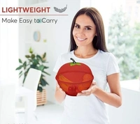  Apple Shape Fruits Bowl Basket with lid- Fly Proof  Vegetable Strainer and Countertop Storage  - Red