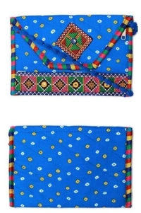 Handmade Cotton Ethnic Rajasthani Style Embroidery Bags Clutch  with sling purse for ladies/Women/Girls - Black