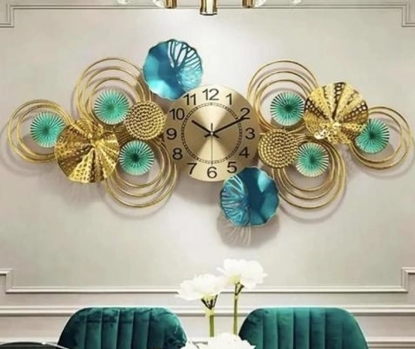 Lotus Metal Decorative Horizontal  as well as Vertical Hanging  Wall  clock   for Home/ Office / Bedroom  -  Free Size,  Metal,  Decorative,  Pack of 1