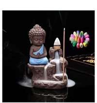Lord Ganesha Sitting mediating beside waterfall  With scented smoke incense  perfect for Pooja house /House Warming Gift  - Yellow