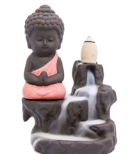 Lord Ganesha Sitting mediating beside waterfall  With scented smoke incense  perfect for Pooja house /House Warming Gift  - Yellow