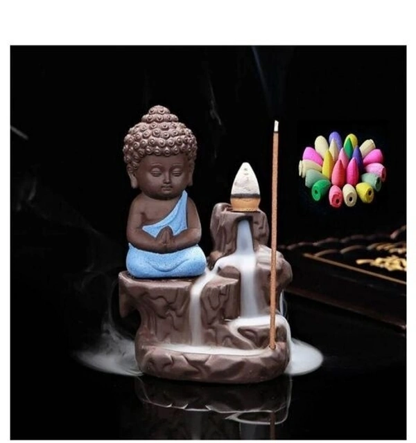 Lord Ganesha Sitting mediating beside waterfall  With scented smoke incense  perfect for Pooja house /House Warming Gift  - Buddha