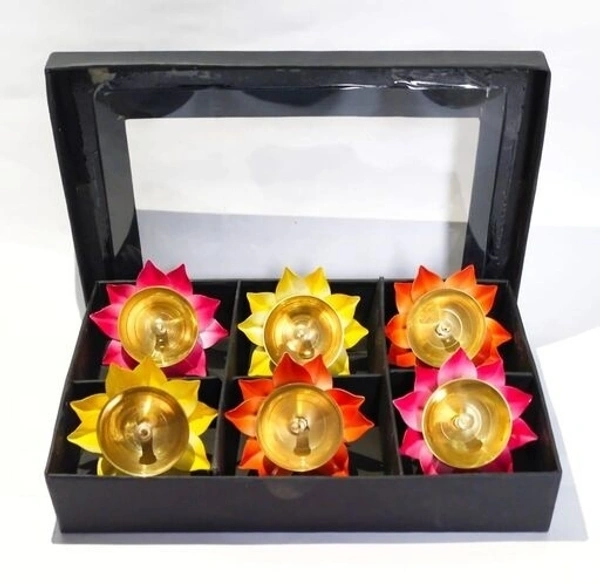 Colourful Akhand Jyoti Tea light Holder for Home Decoration Diwali / Festival/ Puja room Decor for Indoor and Outdoor (Pack of 6 )