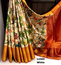 Kanjivram  Silk Zari weaving  with Kalamkari  Digital print  Saree with Blouse  Perfect for All occasion  - Multicolour