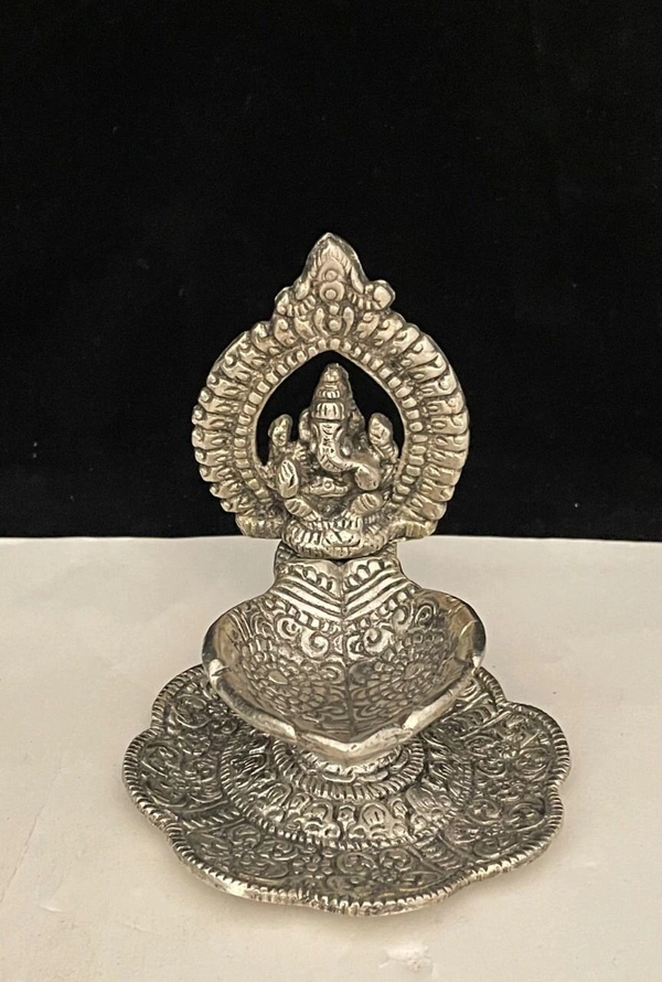 ALUMINIUM DIYA / DEEPAK  GANESH ON HAND FOR OFFICE /MANDIR & PUJA 