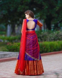 Bollywood Collection 2024 Tradational Kanjivram Banarsi Silk Zari Lahenga Cholic with Blouse and Duppatta 