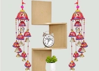 Handcrafted Rajasthani Wooden Wind Chimes With 7 Bells For Hanging Indoor and Outdoor Home Decor  - Cornflower Blue