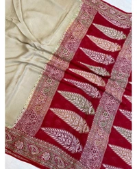 Alim Present Handwoven Banarsi Dyeable  Katan Silk Saree For Festive  & Wedding Season 
