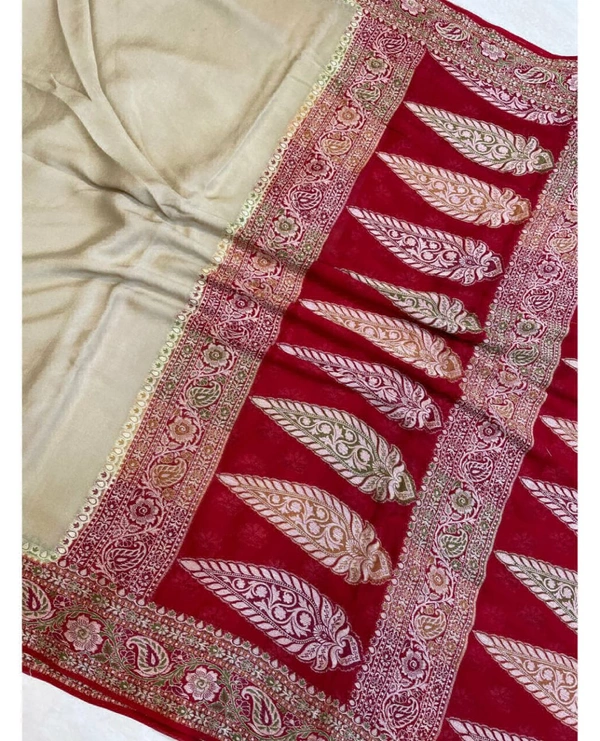 Alim Present Handwoven Banarsi Dyeable  Katan Silk Saree For Festive  & Wedding Season 
