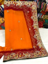 SB Fashion Presents  Heavy Pedding Bandhani  Print With Multi Coding Lace Diamond Work All Over Saree For Partywear /Festival /Special  Occasion 