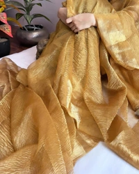Hand Woven BANARSI  Gold Crush TISSUE Silk  Saree