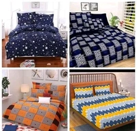 Combo Of 4 Double Bed King Size 90*90 Polycotton Bedsheet  With 8 Pillows Cover For Any Occasion  - Floral With Geomatric