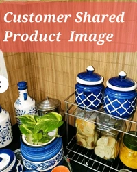 Handcrafted Morrocon Ceramic Achar Pickle Jar/Barni with Lid   - Blue, Ceramic