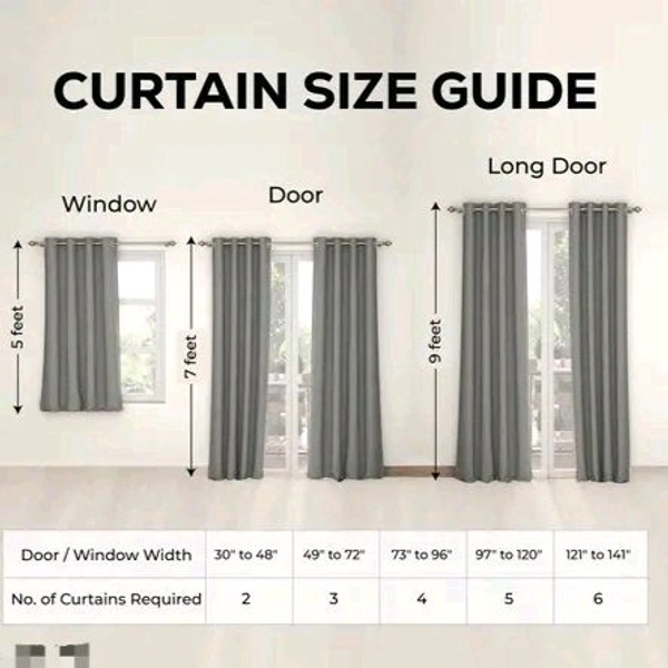 7 Feet Durability WindowDoor   Curtain  - Green, 7 Feet
