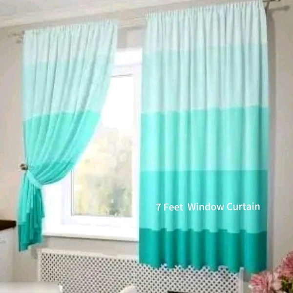 7 Feet Durability WindowDoor   Curtain  - Green, 7 Feet