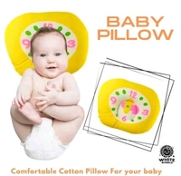 Ultra Soft Cotton Clock Print  New Born Baby Head and Neck Support Pillow For Reshape Baby Head Pack Of 2 Yellow and Pink - Red And Pink, Pack  of 2