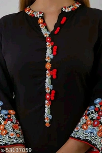 Charvi Attractive Women Kurta SetsKurta  - Black, Rayon, 3, M, kurti & Bottom Sets