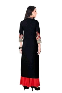 Charvi Attractive Women Kurta SetsKurta  - Black, Rayon, 3, M, kurti & Bottom Sets
