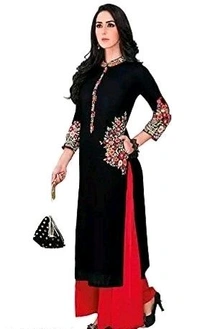 Charvi Attractive Women Kurta SetsKurta  - Black, Rayon, 3, M, kurti & Bottom Sets