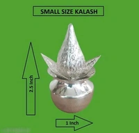 Petite German Silver Pooja kalash With Nariyal & Leaf for Pooja Room and Home Dzcor