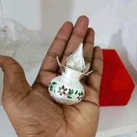 Petite German Silver Pooja kalash With Nariyal & Leaf for Pooja Room and Home Dzcor