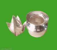 Petite German Silver Pooja kalash With Nariyal & Leaf for Pooja Room and Home Dzcor