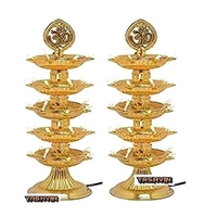  5  Layer Electrical 21 Light OM Deepam  Set Of 2  Classic & Modern Design For Home Office ,Mandir Decor (Indoor and Outdoor) - Plastic, 2