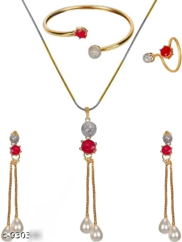 Beautiful Beads &  Black Stone Work American dimond Pendent with Chain  Jwellery - Black Stone