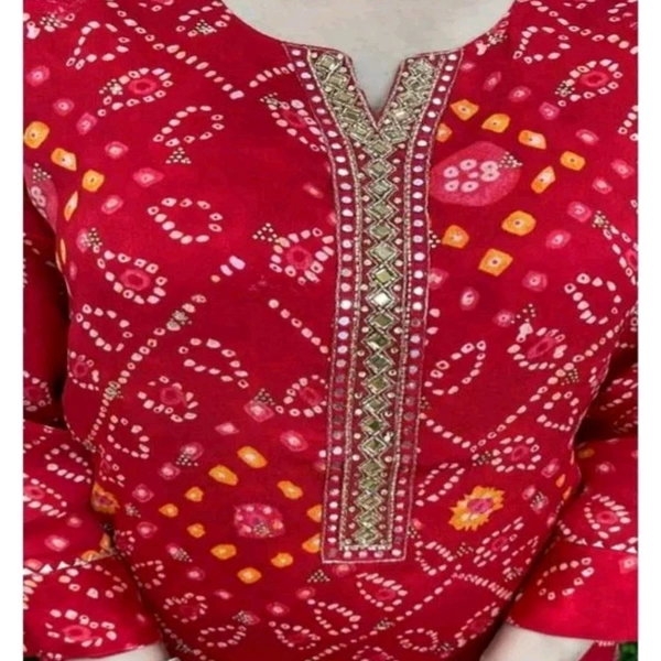 Women Lehriya Print Straight Kurta Palazzo With Dupatta  - M, Deep Pink