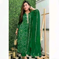 Women Lehriya Print Straight Kurta Palazzo With Dupatta  - M, Deep Pink
