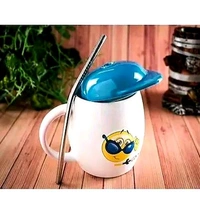  White Ceramic  Milk and Coffee  Mug For Gifting /   - White, Smiley