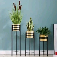  WESTERN CRAFT  Corner Multicolor Ceramic Pots With Iron Stands  Set of 3For Indoor Or Outdoor  - Multicolour