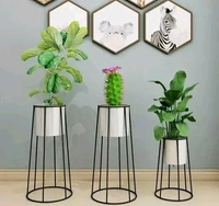  WESTERN CRAFT  Corner Multicolor Ceramic Pots With Iron Stands  Set of 3For Indoor Or Outdoor  - Multicolour