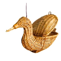 Handcrafted Swan Bamboo Sticks Cane Fruits & Vegetable (Brown) Storage Basket For Wedding Hamper.   - Brown, WITOUT LID, 1