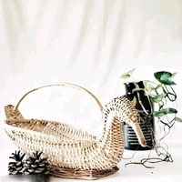 Handcrafted Swan Bamboo Sticks Cane Fruits & Vegetable (Brown) Storage Basket For Wedding Hamper.   - Brown, WITOUT LID, 1