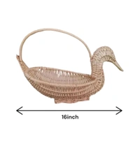 Handcrafted Swan Bamboo Sticks Cane Fruits & Vegetable (Brown) Storage Basket For Wedding Hamper.   - Brown, WITOUT LID, 1