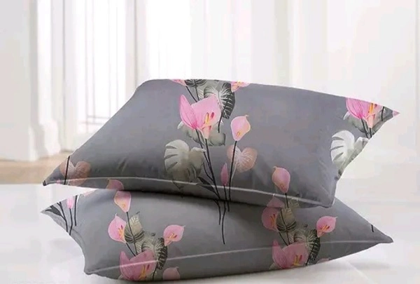 Glace Cotton Double Bed Bedsheet  With  2 Pillows Covers (80×90 Inch) - Double Queen, Gray, Cotton
