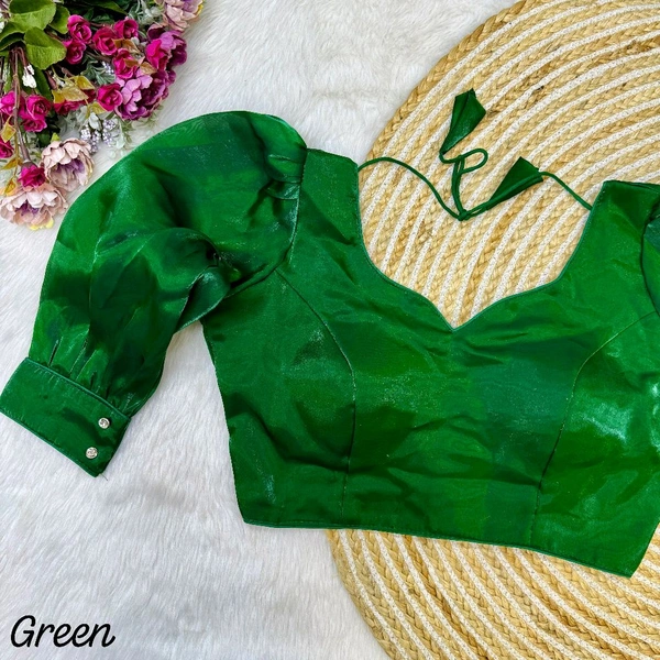 Balloon  Sleeves  Jimmy Choo Fabric Saree Blouse For Women 