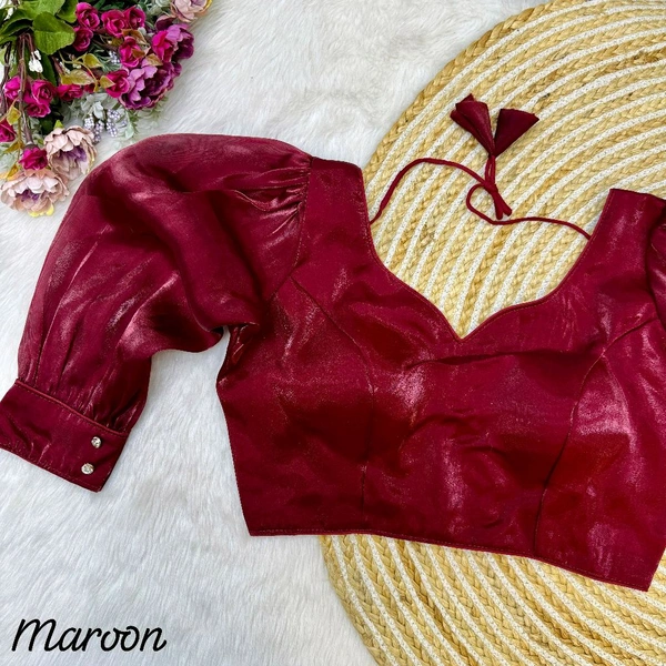 Balloon  Sleeves  Jimmy Choo Fabric Saree Blouse For Women 
