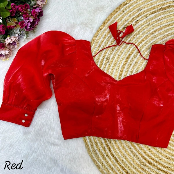 Balloon  Sleeves  Jimmy Choo Fabric Saree Blouse For Women 