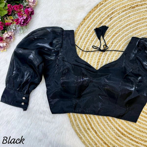 Balloon  Sleeves  Jimmy Choo Fabric Saree Blouse For Women 